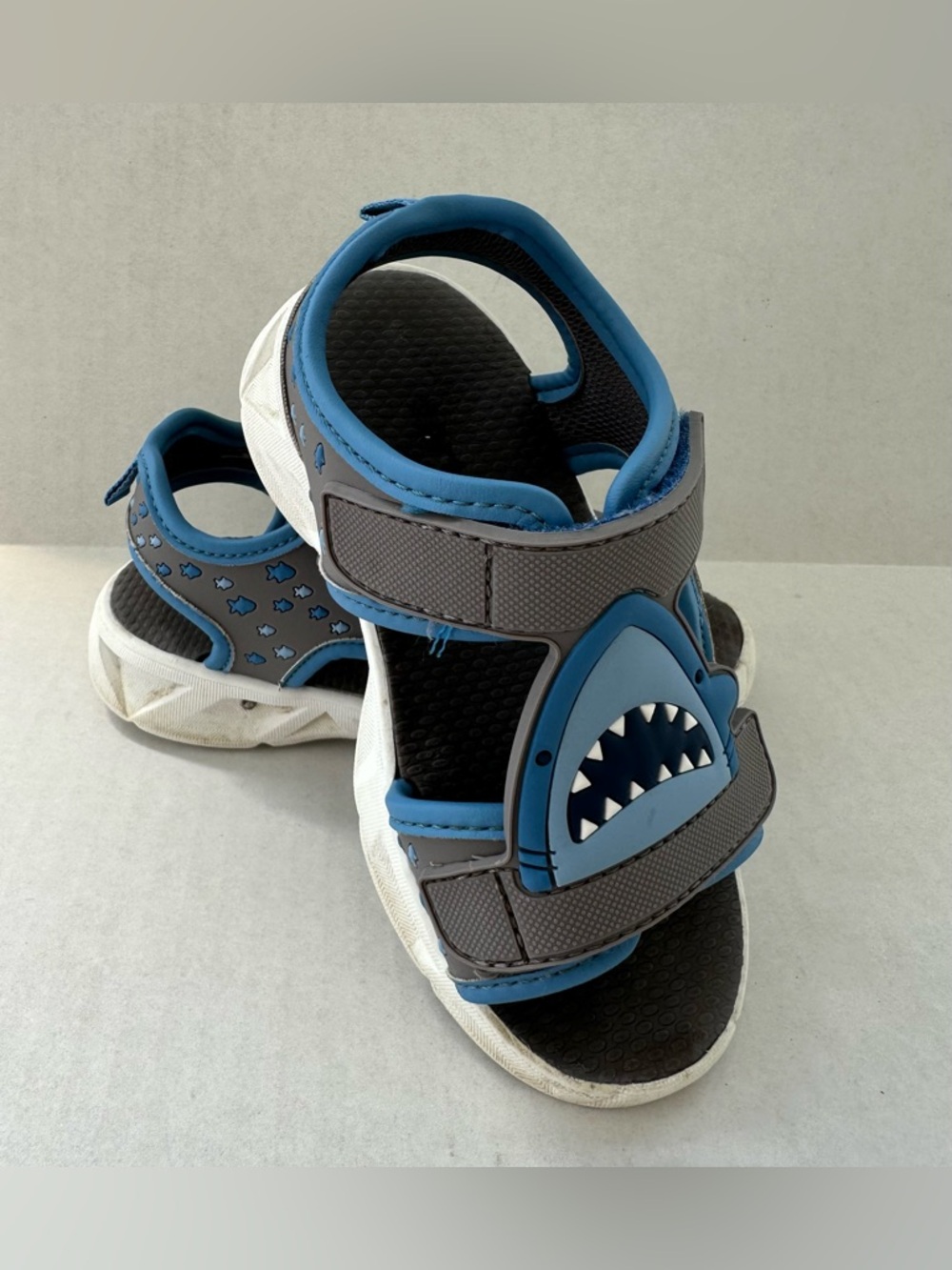 Carter's Toddler Boy Shark Sandals in Blue and Gray in Size 9